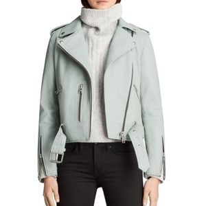 COPY - Allsaints Green Mint Leather Balfern Biker…